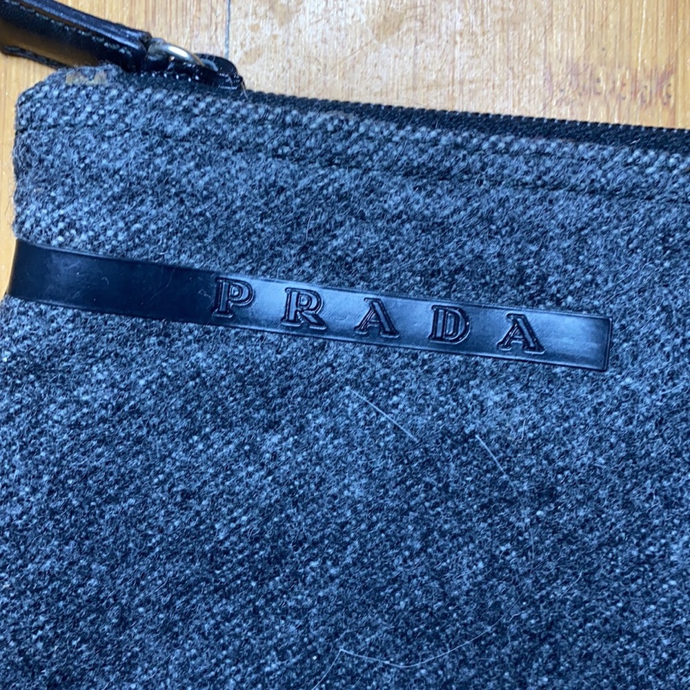 Prada Gray Wool Cosmetic Bag Pouch - Picture 2 of 6